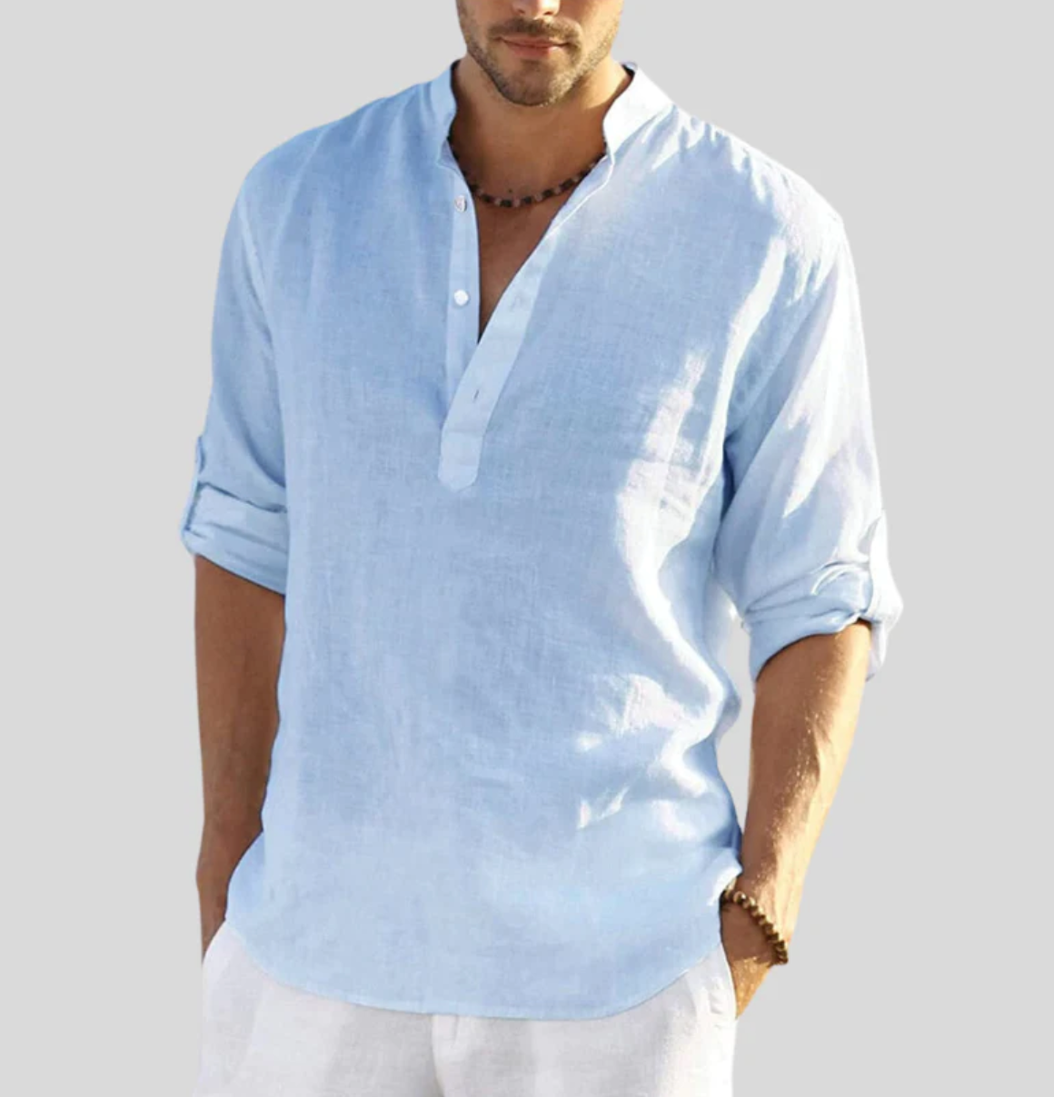 Chemise Homme Été Légère - Lin Naturel avec Manches Convertibles
