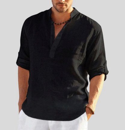 Chemise Homme Été Légère - Lin Naturel avec Manches Convertibles