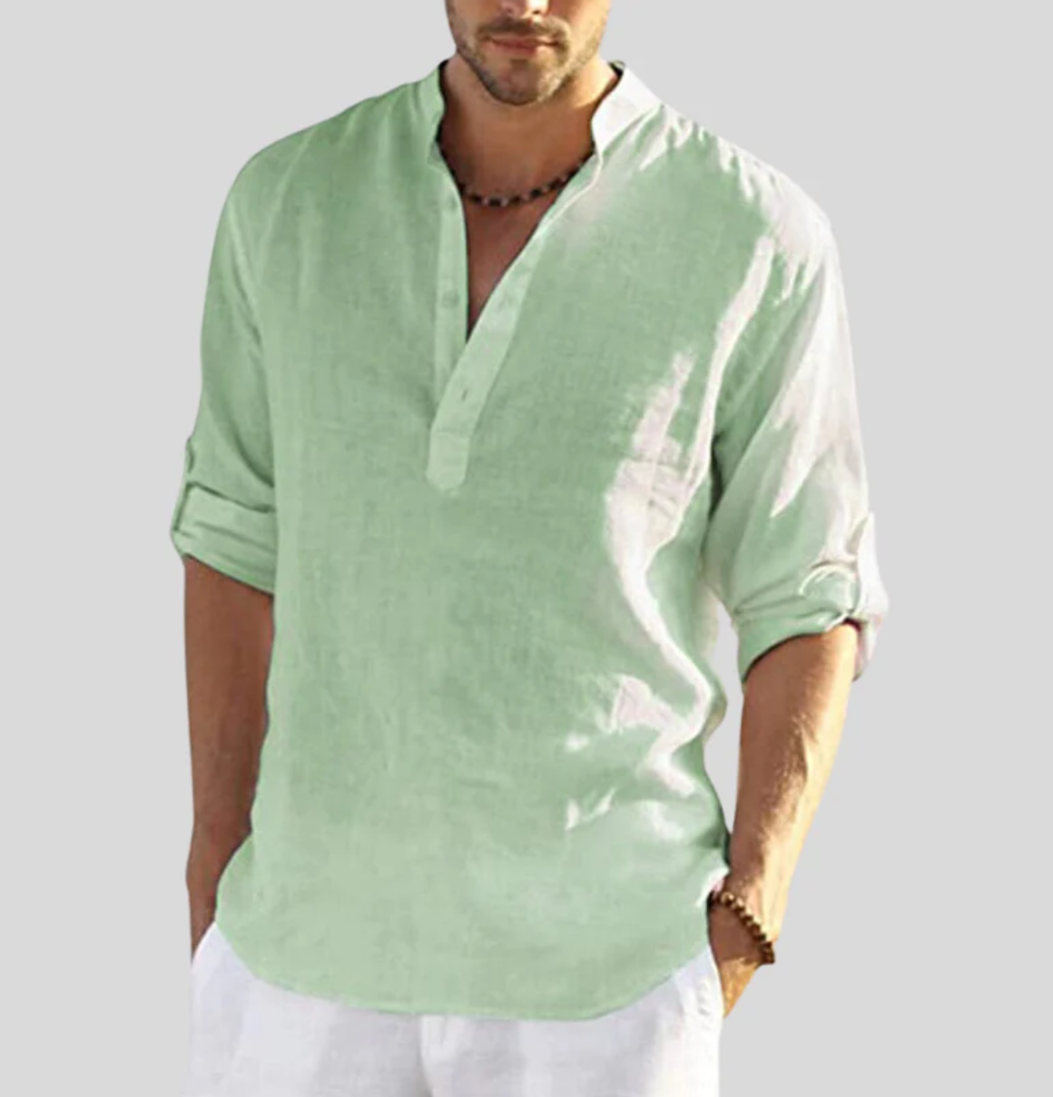 Chemise Homme Été Légère - Lin Naturel avec Manches Convertibles
