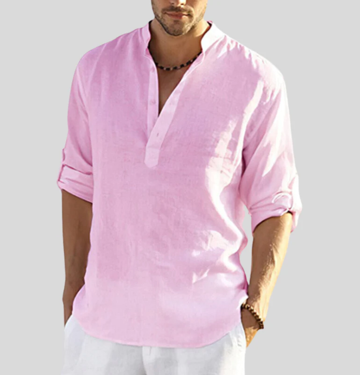 Chemise Homme Été Légère - Lin Naturel avec Manches Convertibles