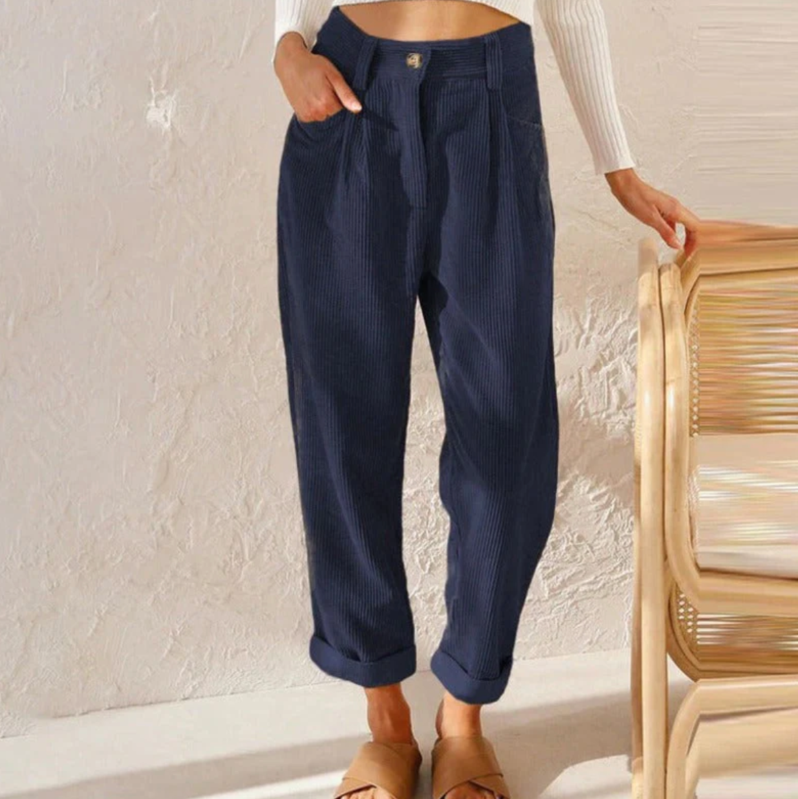 Pantalon Velours Noir Élégant Homme
