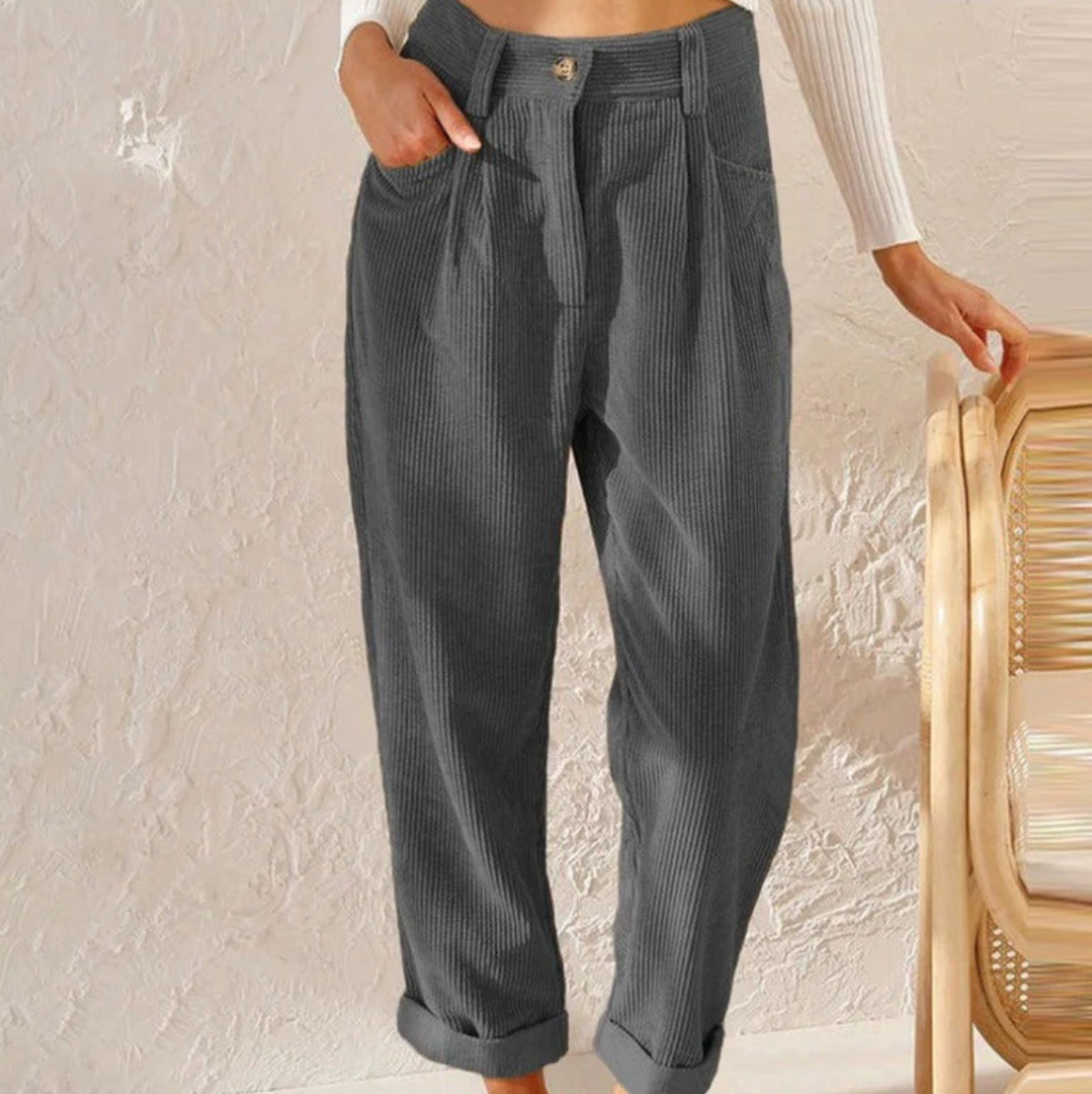Pantalon Velours Noir Élégant Homme