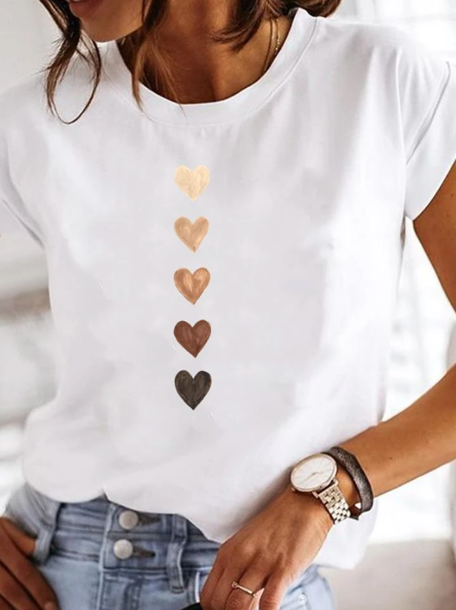 T-shirt femme cœur pastel tendance - LuxeStyle
