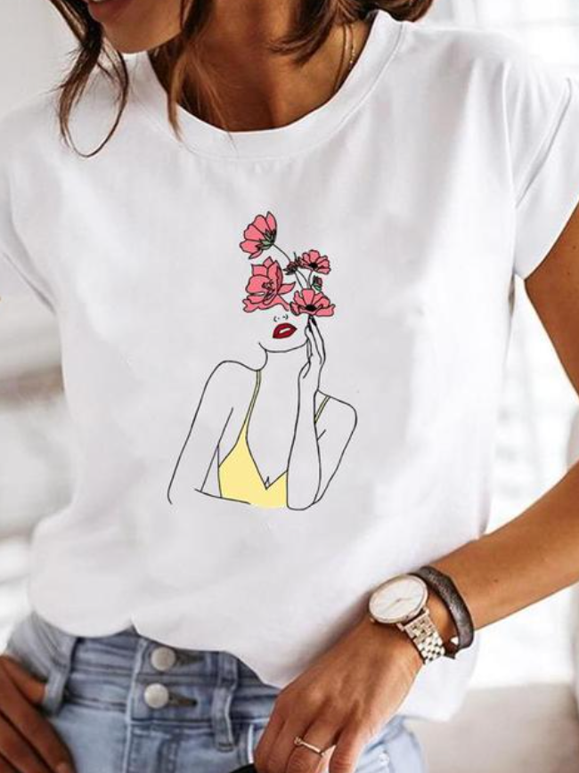 T-Shirt Décontracté Fille à Manches Courtes