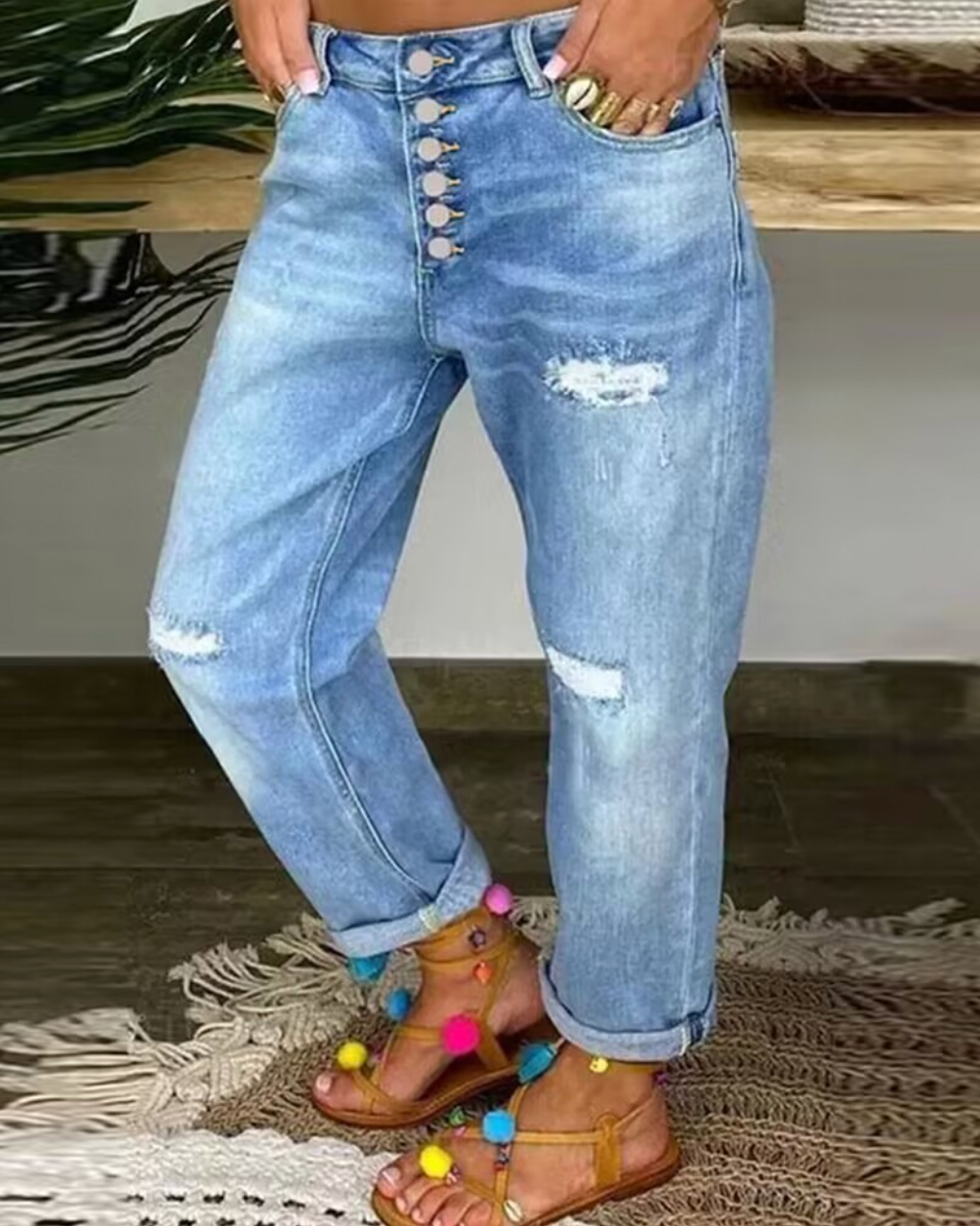 Jean Droite Déstructuré pour Femme - LuxeStyle