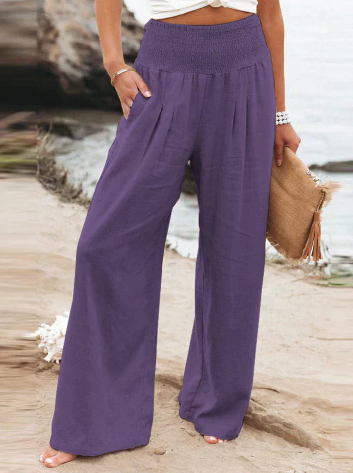 Pantalon Femme Lin Élégant Haut de Gamme Coloré