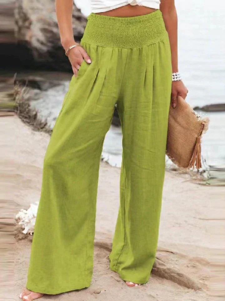 Pantalon Femme Lin Élégant Haut de Gamme Coloré