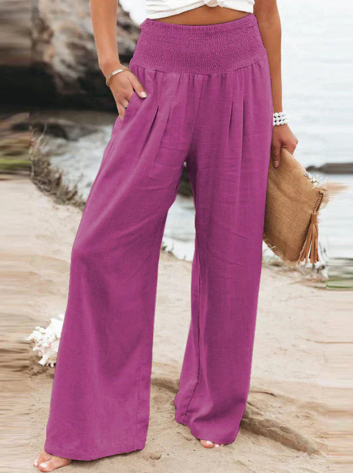 Pantalon Femme Lin Élégant Haut de Gamme Coloré