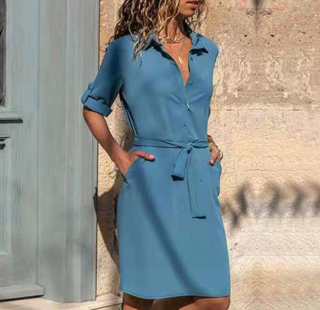 Lumera™ – Robe Chemise Femme Élégante avec Ceinture Ajustable