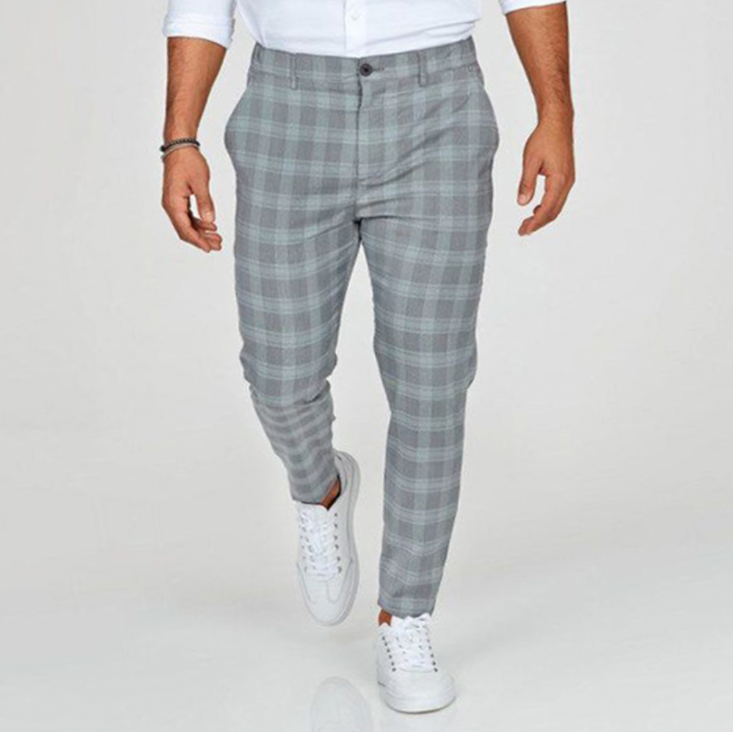 Pantalon à carreaux homme élégant noir/gris