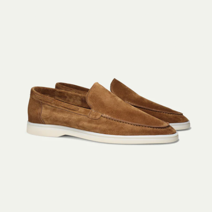Mocassins cuir brun homme élégant