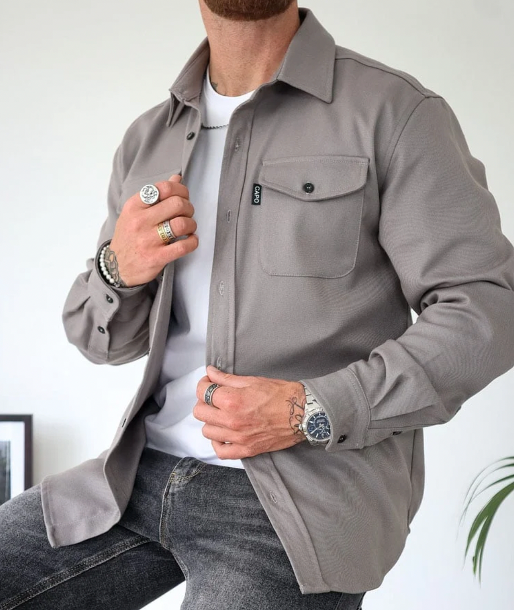 Chemise Homme Manches Longues Élégante Automne
