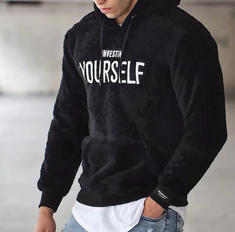 Sweat à capuche brun doux avec inscription motivante