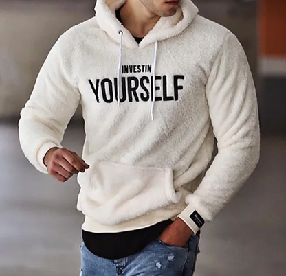 Sweat à capuche brun doux avec inscription motivante