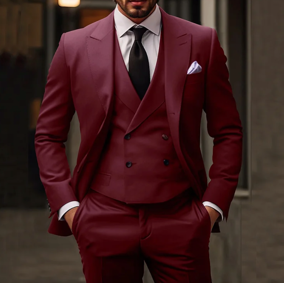 Costume Mariage Élégant Trois Pièces Homme