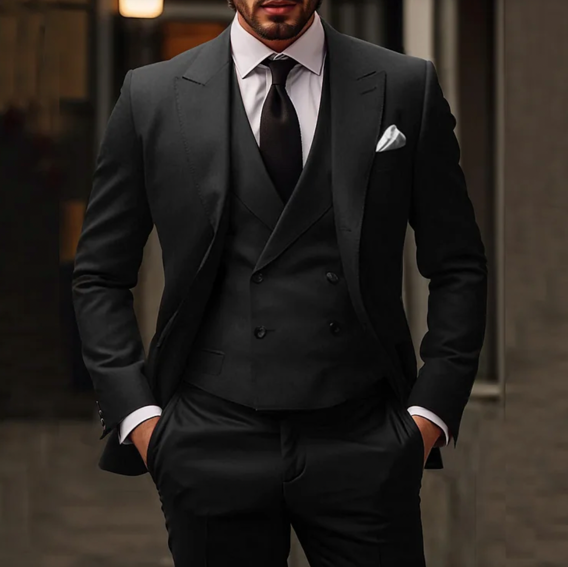 Costume Mariage Élégant Trois Pièces Homme