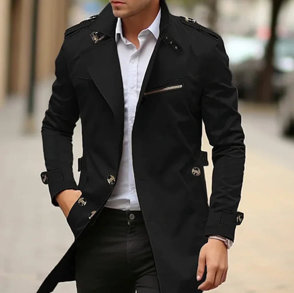 Manteau trench classique pour homme avec poches fermées