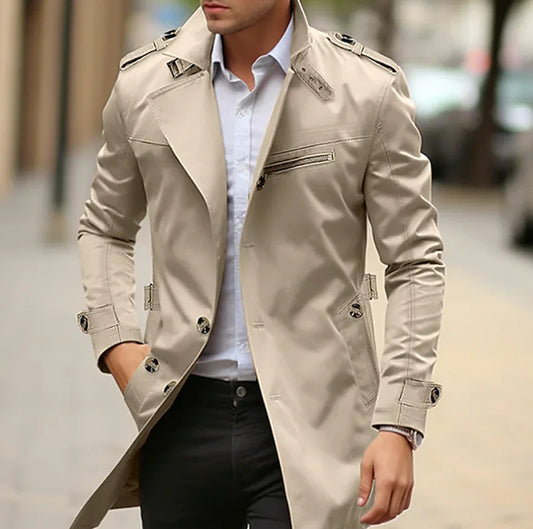 Manteau Homme Hiver Classique - Trench Cuir Élégant Doux - LuxeStyle