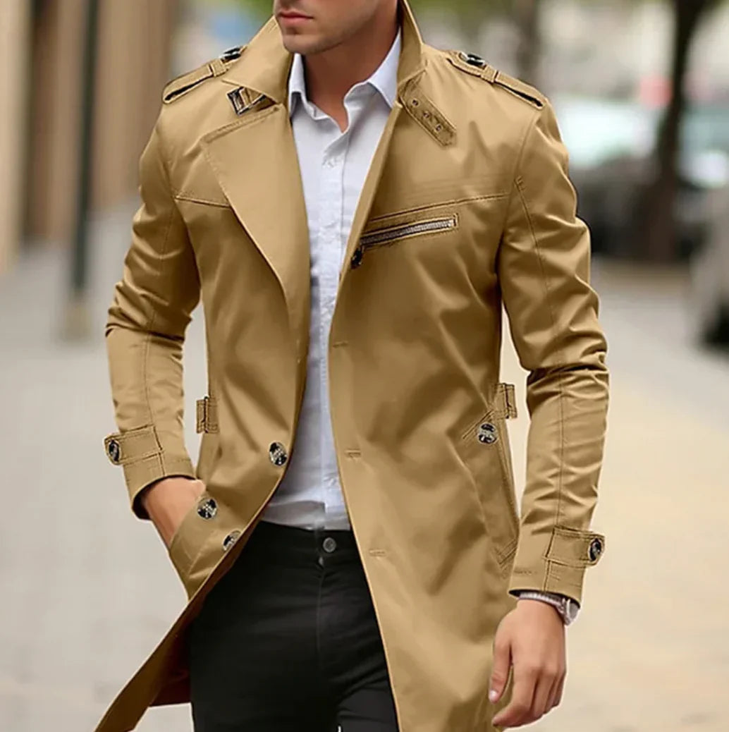Manteau trench classique pour homme avec poches fermées