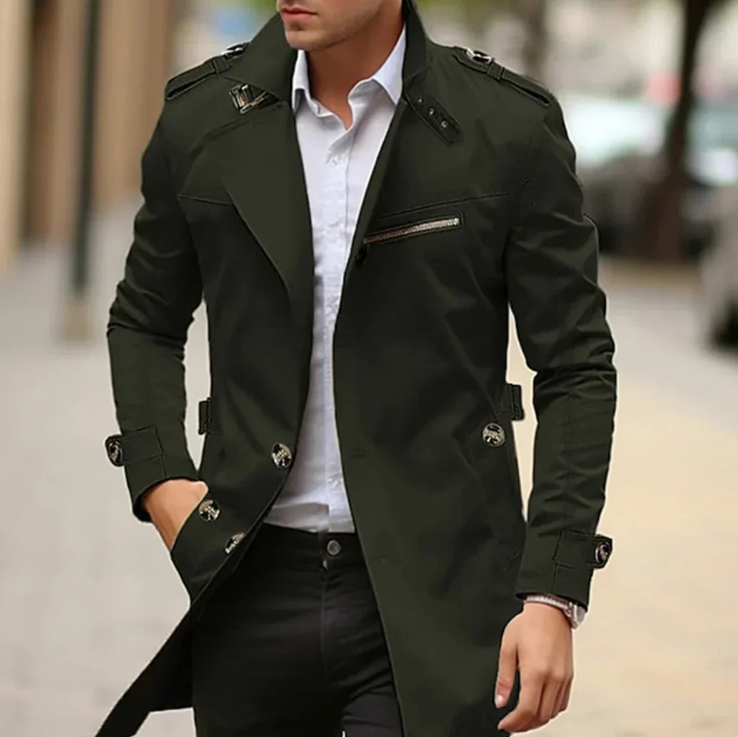 Manteau trench classique pour homme avec poches fermées