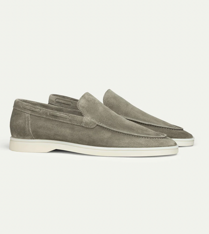 Mocassins cuir gris élégants homme