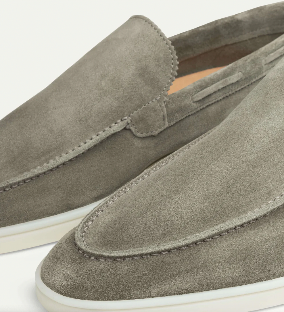 Mocassins cuir gris élégants homme - LuxeStyle