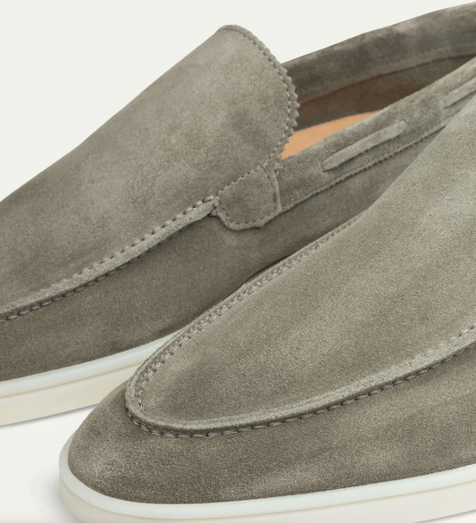 Mocassins cuir gris élégants homme - LuxeStyle