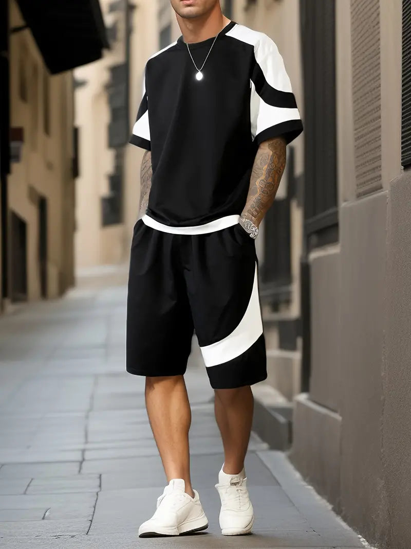 Maillot de sport homme noir blanc court - LuxeStyle