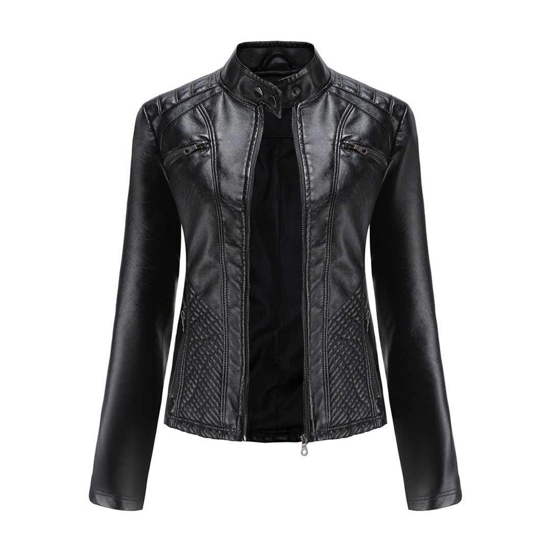 Veste Cuir Féminine Élégante à Fermeture Originale - LuxeStyle