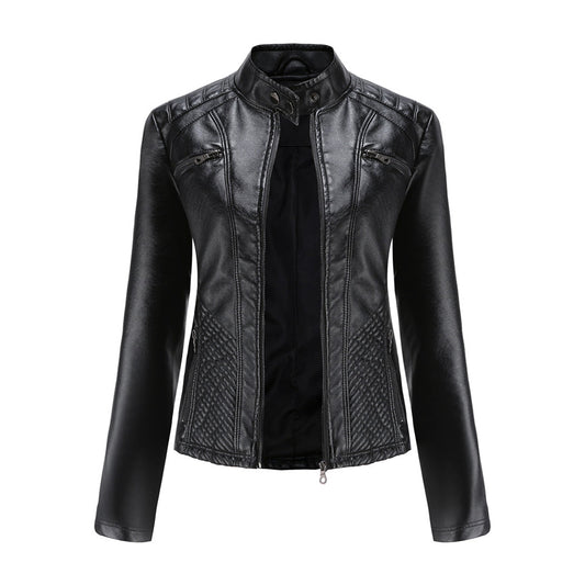 Veste Cuir Féminine Élégante à Fermeture Originale - LuxeStyle