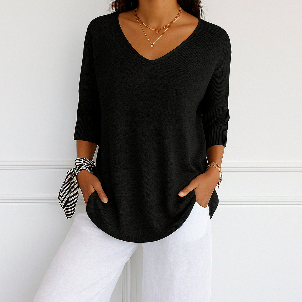 Pull Col V Féminin - Maille Légère, Confortable & Chic pour Femmes