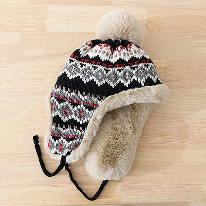 Casque Hiver Chaud avec Pompon pour Adultes