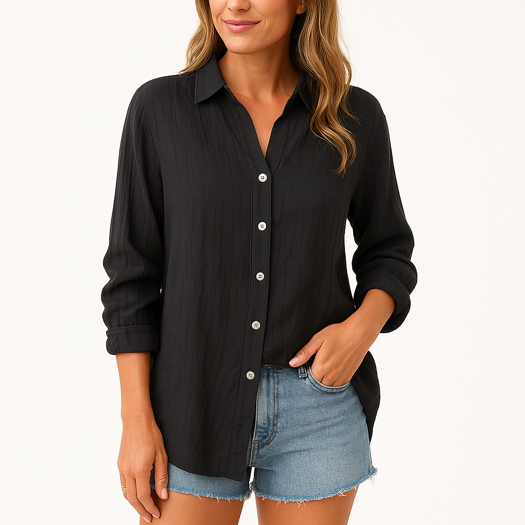 Chemise Lin Élégante Manches Longues Femmes