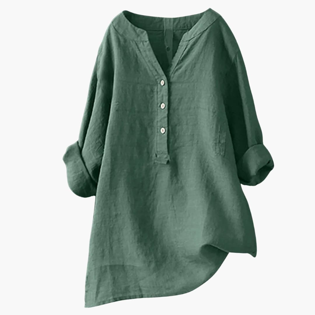 Chemisier Femme Lin Élégant Col V - LuxeStyle