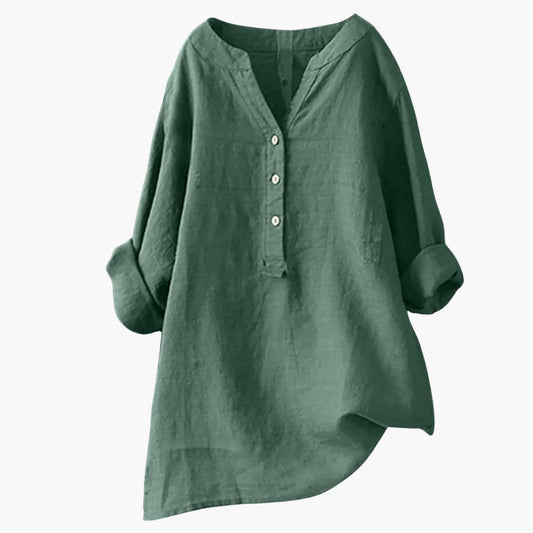 Chemisier Femme Lin Élégant Col V - LuxeStyle