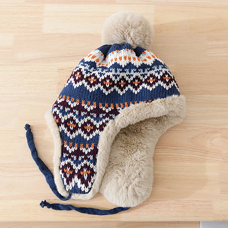 Casque Hiver Chaud avec Pompon pour Adultes