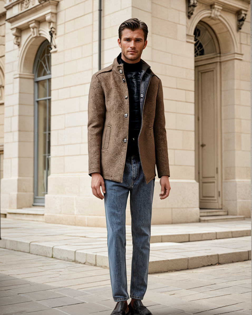 Manteau en laine homme hivernal élégant - LuxeStyle