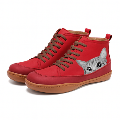 Bottes Femme Hiver Chaudes au Style Chat Mignon