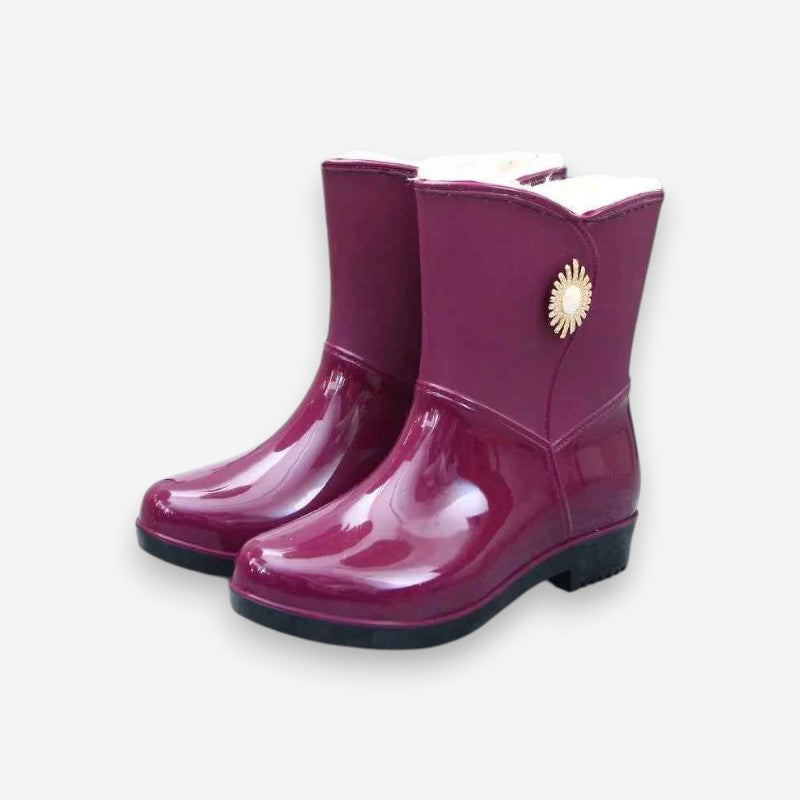 Chaussures Femmes Mi-Molletets à Bout Arrondi avec Boucle et Semelle Grip - LuxeStyle