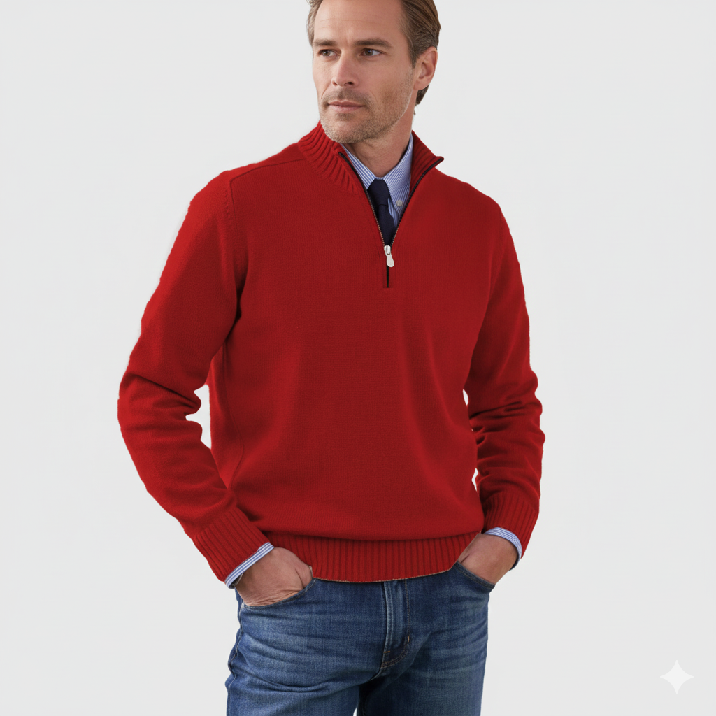 Pull Homme Zip Haut Décontracté – Tricot Confort Doux avec Col Zippé - LuxeStyle