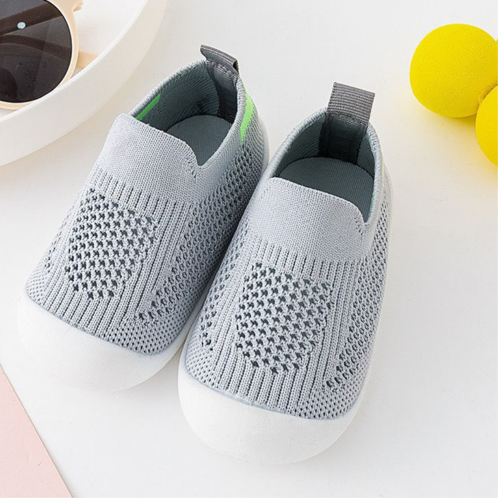 Chaussures Bébé Douces en Laine Brun clair avec Semelle Crème
