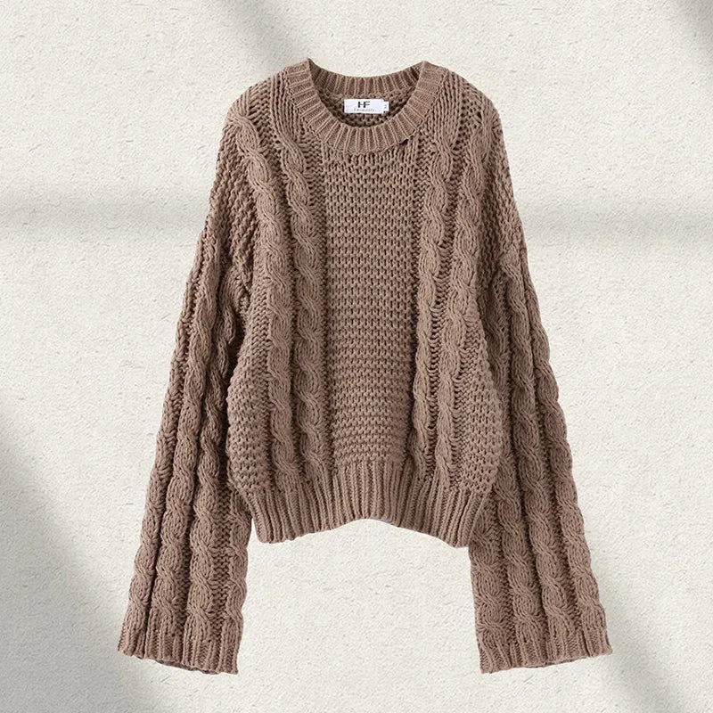 Pull Femme Col Rond Élégant Tricoté - LuxeStyle