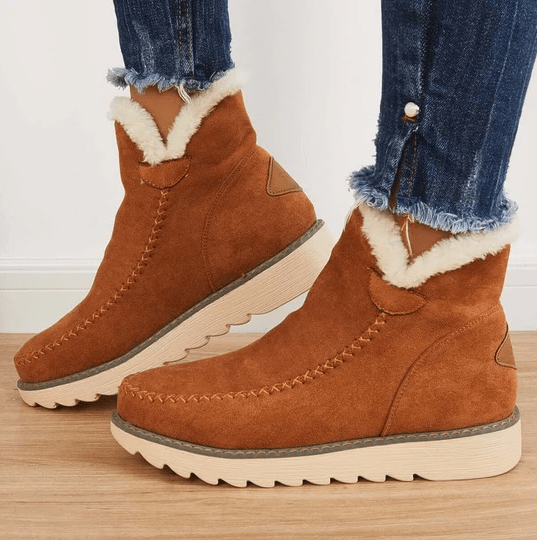 Bottes femme en cuir velours chaud hivernal