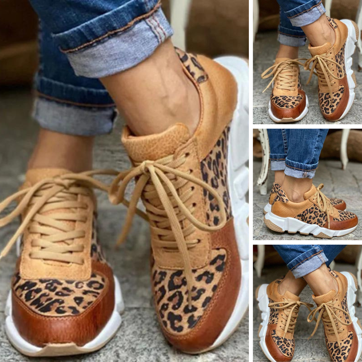 Baskets Mode Léopard Brun Femmes - LuxeStyle