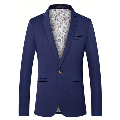 Veste Slim Homme - Blazer Élégant Un Bouton en Tissu Doux