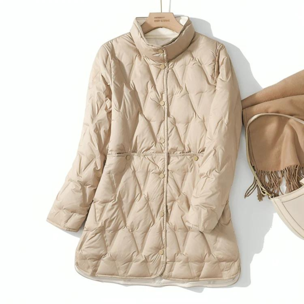 Doudoune Femme Classique Manches Longues Boutons Élégants