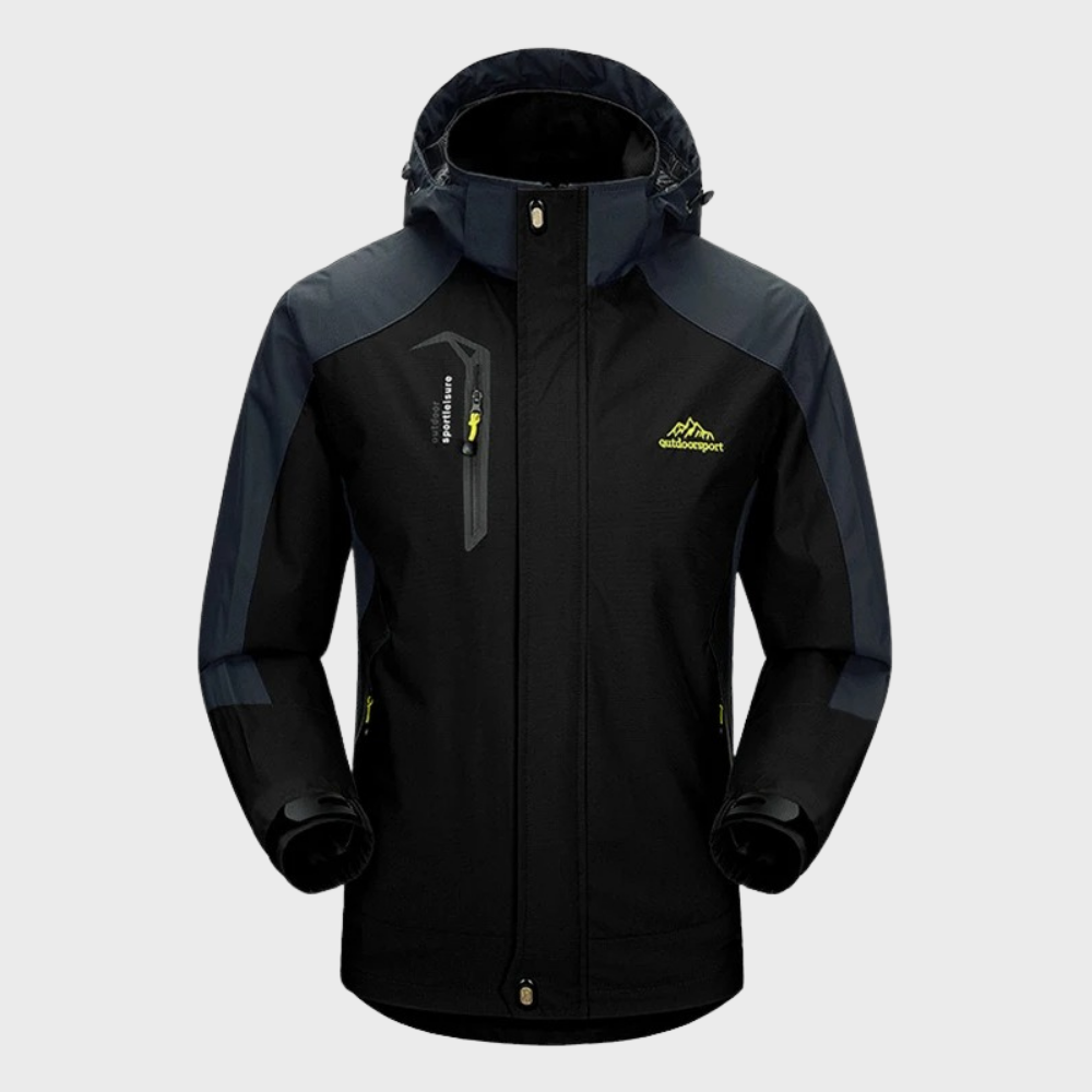 Veste de randonnée étanche bleu marine à capuche réglable