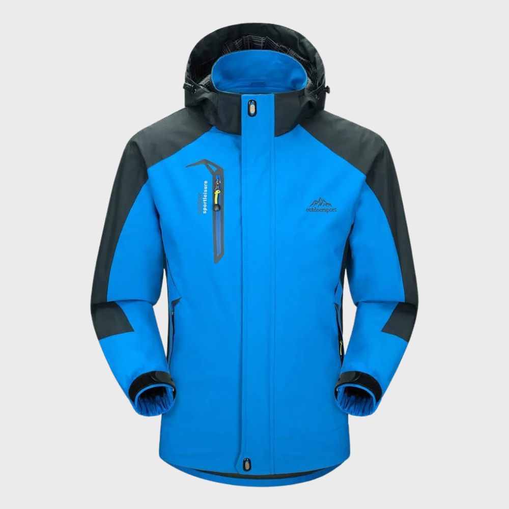 Veste de randonnée étanche bleu marine à capuche réglable - LuxeStyle