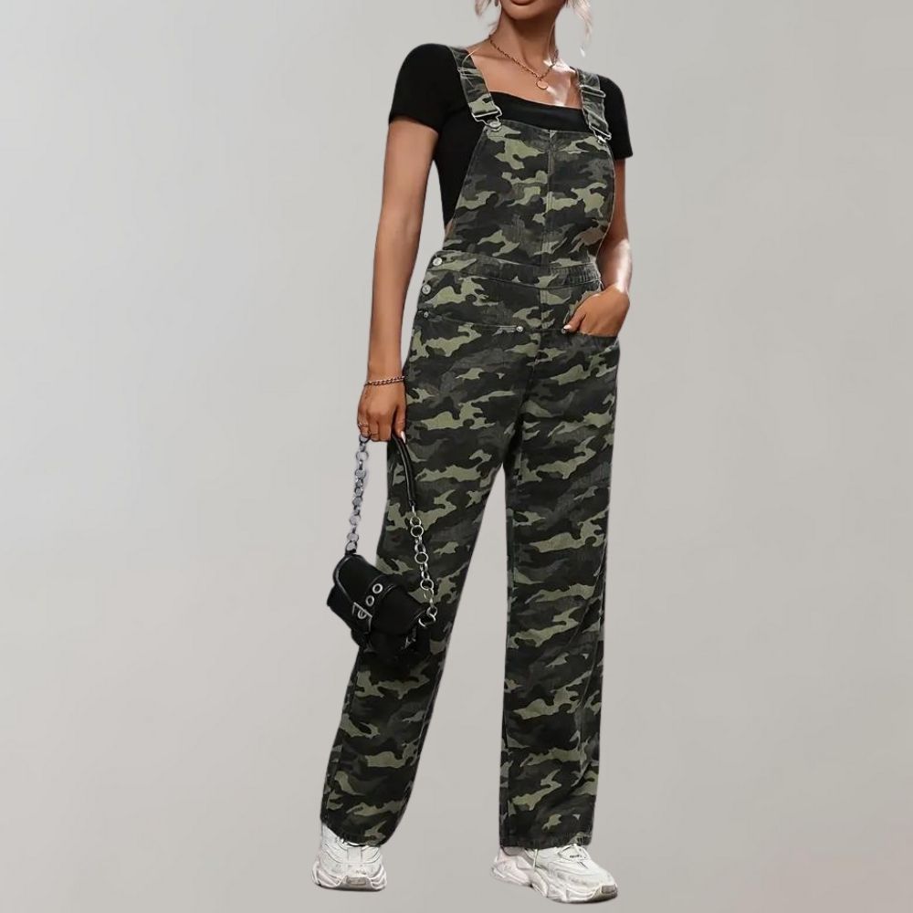 Pantalon Femme Militaire Vert Foncé avec Poches Réglables