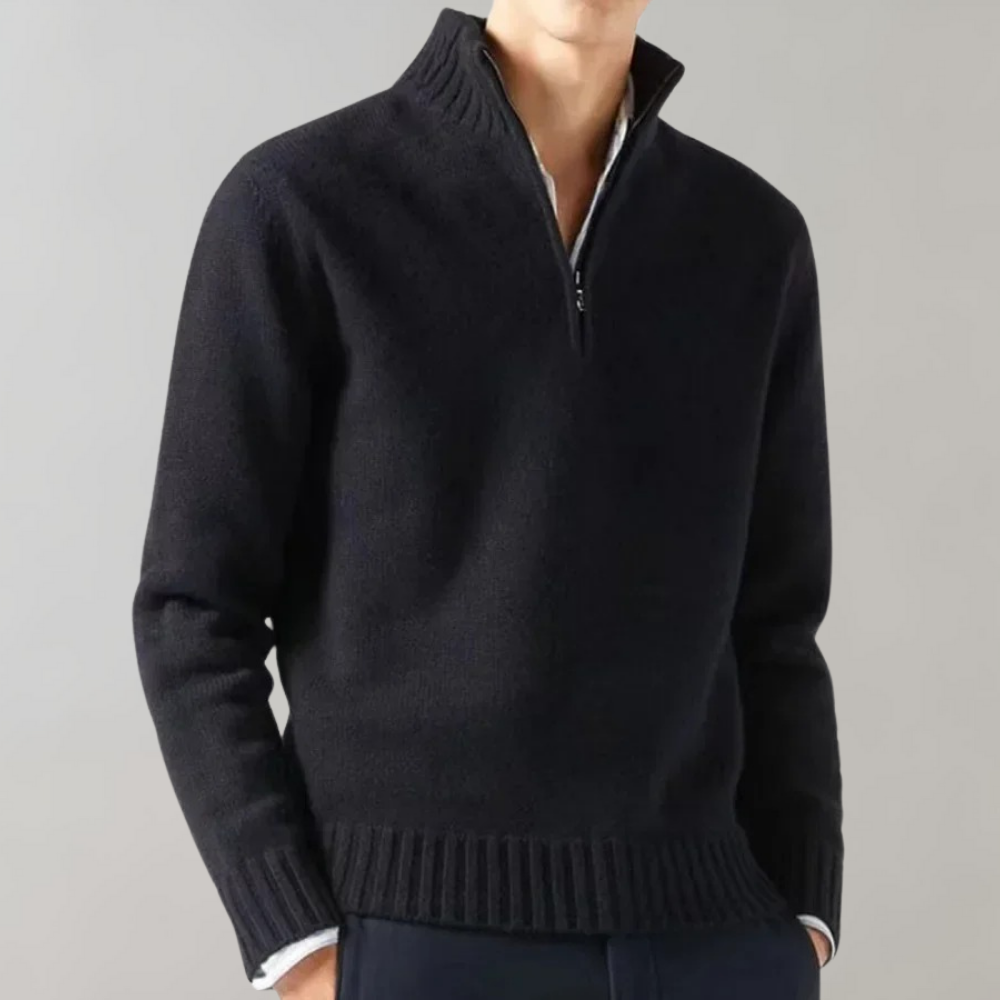Pull Blanc Élégant à Fermeture Éclair pour Homme